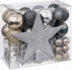 J&otilde;ulupuu m&auml;nguasjade komplekt F&eacute;&eacute;ric Lights and Christmas, kuld v./h&otilde;be v., 3 - 6 cm, plastik, 44 tk