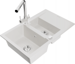 K&ouml;&ouml;givalamu koos kraaniga Mexen Gaspar White+Chrome, graniit, 73 cm x 47 cm x 17.7 cm, valge/kroom