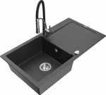 K&ouml;&ouml;givalamu koos kraaniga Mexen Leo, vaik/graniit, 90 cm x 50 cm x 19 cm, valge/must