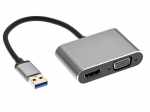 Adapter RoGer RO-DGK-2IN1-2, HDMI/VGA/USB Type A, hall
