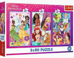 Pusle 3in1 Trefl Disney Princesses Friends 34884, 27.5 cm x 18 cm, 240 tk, mitmev&auml;rviline