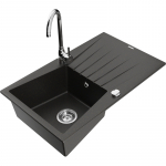 K&ouml;&ouml;givalamu koos kraaniga Mexen Cesar, graniit, 77.5 cm x 47 cm x 19 cm, metallic black/gold+chrome