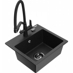 K&ouml;&ouml;givalamu koos kraaniga Mexen Milo, graniit, 43.5 cm x 41 cm x 17.1 cm, metallic black/silver+black