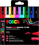 Universaalne markerite komplekt Posca Brush, &uuml;hepoolsed, mitmev&auml;rviline, 8 tk