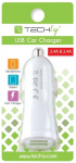 Auto laadija Techly, 2 x USB, valge v.