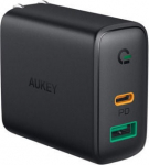 Telefoni laadija Aukey Focus Duo 30W PA-D1, USB/AC, must v., 30 W