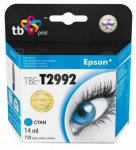 Tindiprinteri kassett TB Print TBE-T2992, ts&uuml;aansinine (cyan) v., 14 ml