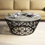 Kohvilaud Kalune Design Stil, valge v./must v., 90 cm x 90 cm x 38 cm