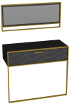 Konsoollaud Kalune Design Aynali, kuldne v./must v., 90 cm x 38.5 cm x 76.8 cm
