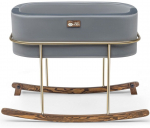 H&auml;ll beebidele &uuml;hekohaline Kalune Design Hier Cradle, kuldne/puidu/hall, ilma voodipesukastita, madratsiga