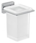 Vannitoa klaas ja hoidik Gedy Atena, valge v./kroom v., 10 cm x 11.5 cm x 8 cm