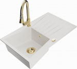 K&ouml;&ouml;givalamu koos kraaniga Mexen Cesar Elia, graniit, 77.5 cm x 47 cm x 20 cm, kuldne/valge