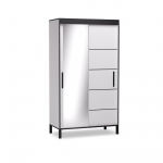 Riidekapp ADRK Bell-M, valge v./must v., 120 cm x 60 cm x 221 cm, peegliga