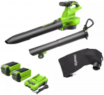 Aku lehepuhur ja kollektor Greenworks GD40BVII