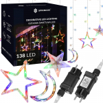 LED valguskardin Springos CL4135, 2.5 m, mitmev&auml;rviline, 138 LED