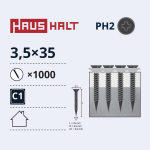 Lindikruvi, keeratavad metalli sisse Haushalt, 3.5 x 35 mm, must v., 1000 tk