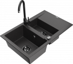 K&ouml;&ouml;givalamu koos kraaniga Mexen Gaspar, vaik/graniit, 73.7 cm x 47.5 cm x 17.7 cm, valge/must