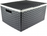 Kaanega hoiukarp, esemete hoidmiseks Katex Rattan, hall v., 41 x 34 x 20 cm