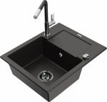 K&ouml;&ouml;givalamu koos kraaniga Mexen Enzo Flora, graniit, 57.6 cm x 46.5 cm x 17.4 cm, must/h&otilde;be