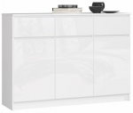 Kummut Akord Furniture Factory K140 KOMMK1403D3SZWEIGLAPK, valge v., 99 cm x 40 cm x 138 cm