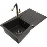 K&ouml;&ouml;givalamu koos kraaniga Mexen Cesar, graniit, 77.5 cm x 47 cm x 19 cm, metallic black/gold+black/gold v.