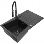 K&ouml;&ouml;givalamu koos kraaniga Mexen Cesar, graniit, 77.5 cm x 47 cm x 19 cm, metallic black/silver+black/chrome v.