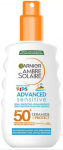 P&auml;evituse hooldussprei keha jaoks Garnier Ambre Solaire Kids Sensitive Advanced SPF50+, 150 ml