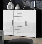 Kummut Cama Meble Uni, valge v./must v., 92 cm x 38 cm x 132 cm