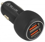 Auto laadija Tellur, 2 x USB, must v.