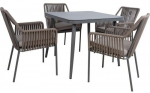 Aiam&ouml;&ouml;bli komplekt Home4you Andros 5 Piece Set, hall v./pruun v., 4 istekohta