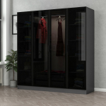 Riidekapp Kalune Design Kale 6651, antratsiit v./must v., 52 cm x 180 cm x 190 cm