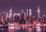 Fototapeet Artgeist Purple Night Over Manhattan - Cityscape Of New York Architecture, 70 cm x 100 cm