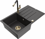 K&ouml;&ouml;givalamu koos kraaniga Mexen Bruno, graniit, 79 cm x 49 cm x 20 cm, kuldne/must/hall