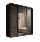 Riidekapp ADRK Keri, must v., 200 cm x 61 cm x 215 cm, peegliga