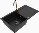 K&ouml;&ouml;givalamu koos kraaniga Mexen Leo, vaik/graniit, 80 cm x 50 cm x 19 cm, must