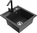 K&ouml;&ouml;givalamu koos kraaniga Mexen Vito Rita, graniit, 52 cm x 49 cm x 21 cm, valge/kroom