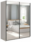 Riidekapp Tetrix, beež v., 153.5 cm x 60 cm x 195.5 cm, peegliga