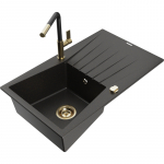 K&ouml;&ouml;givalamu koos kraaniga Mexen Cesar, graniit, 77.5 cm x 47 cm x 19 cm, metallic black/gold+black/gold v.