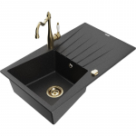 K&ouml;&ouml;givalamu koos kraaniga Mexen Cesar, graniit, 77.5 cm x 47 cm x 19 cm, metallic black/silver+gold