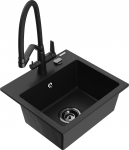 K&ouml;&ouml;givalamu koos kraaniga Mexen Milo Duo, graniit, 43.5 cm x 41 cm x 17.1 cm, must
