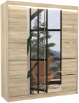 Riidekapp ADRK Traves LED, sonoma tamm v., 58 cm x 180 cm x 200 cm, peegliga