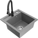 K&ouml;&ouml;givalamu koos kraaniga Mexen Vito Grey+Black, graniit, 49 cm x 52 cm x 21 cm, must/hall