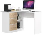 Kirjutuslaud sahtlitega Akord B16, 124.5 cm x 85 cm, 77 cm, valge v./pruunikas v.