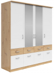 Riidekapp Brando 4, valge v./artisan oak, 58 cm x 181 cm x 199 cm, peegliga