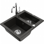 K&ouml;&ouml;givalamu koos kraaniga Mexen Carlos, graniit, 58.2 cm x 47.5 cm x 17.7 cm, metallic black/gold+chrome