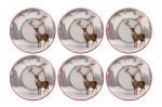 Taldrikute komplekt prae Hermia Deer Winter, 25.5 cm x 25.5 cm x 2.5 cm, pruun v./valge v./hall v.