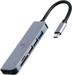 Adapter Gembird USB-C - HDMI/SD/MicroSD/3xUSB A-CM-COMBO6-02 USB-C male, HDMI/SD/MicroSD/3xUSB female, 0.12 m, hall v.