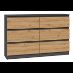 Kummut Malwa M6 120, antratsiit v./tamm v., 75 cm x 120 cm x 30 cm