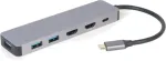 Adapter Gembird A-CM-COMBO3-03 USB-C Male, 3xUSB 3.0/2xHDMI/PD Female, 0.15 m, hall v.