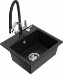 K&ouml;&ouml;givalamu koos kraaniga Mexen Milo Duo, graniit, 43.5 cm x 41 cm x 17.1 cm, h&otilde;be/must